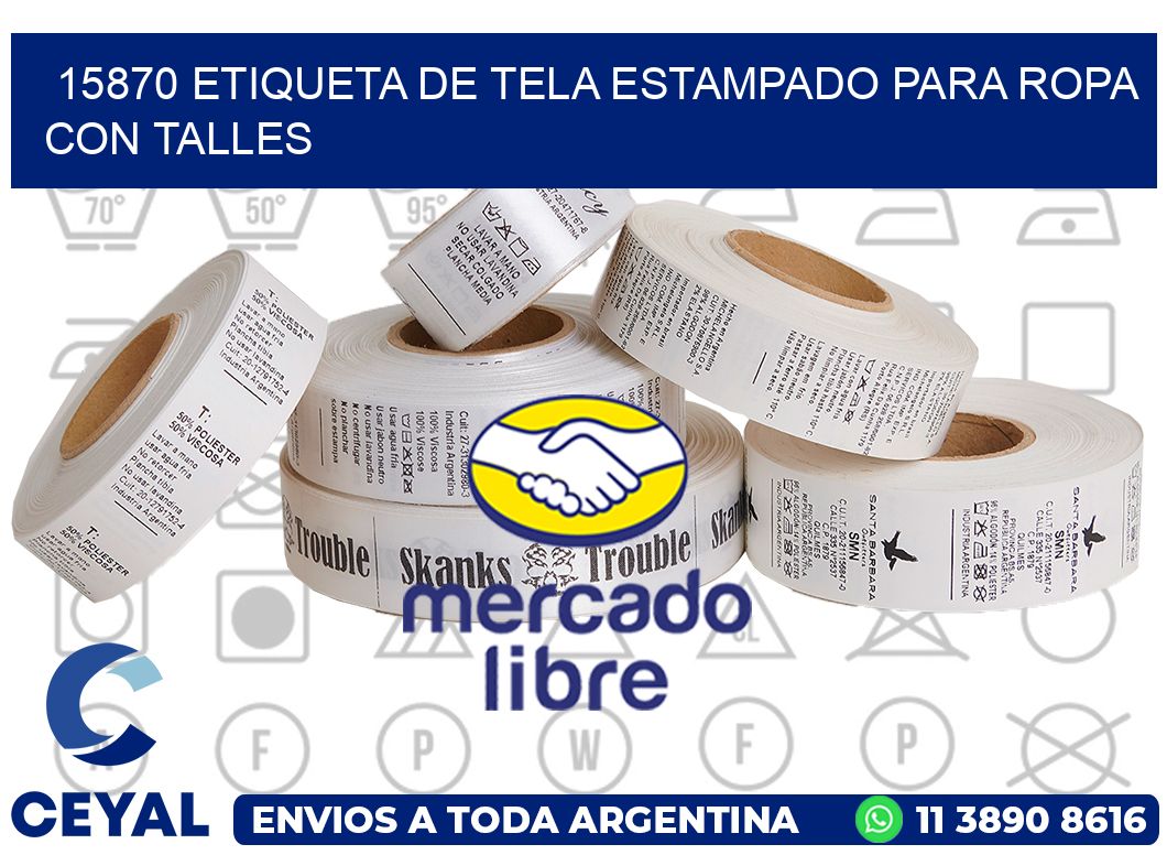 15870 ETIQUETA DE TELA ESTAMPADO PARA ROPA CON TALLES