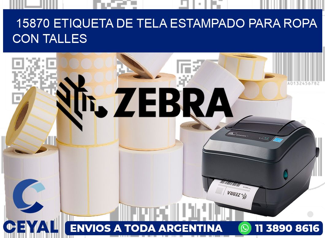 15870 ETIQUETA DE TELA ESTAMPADO PARA ROPA CON TALLES