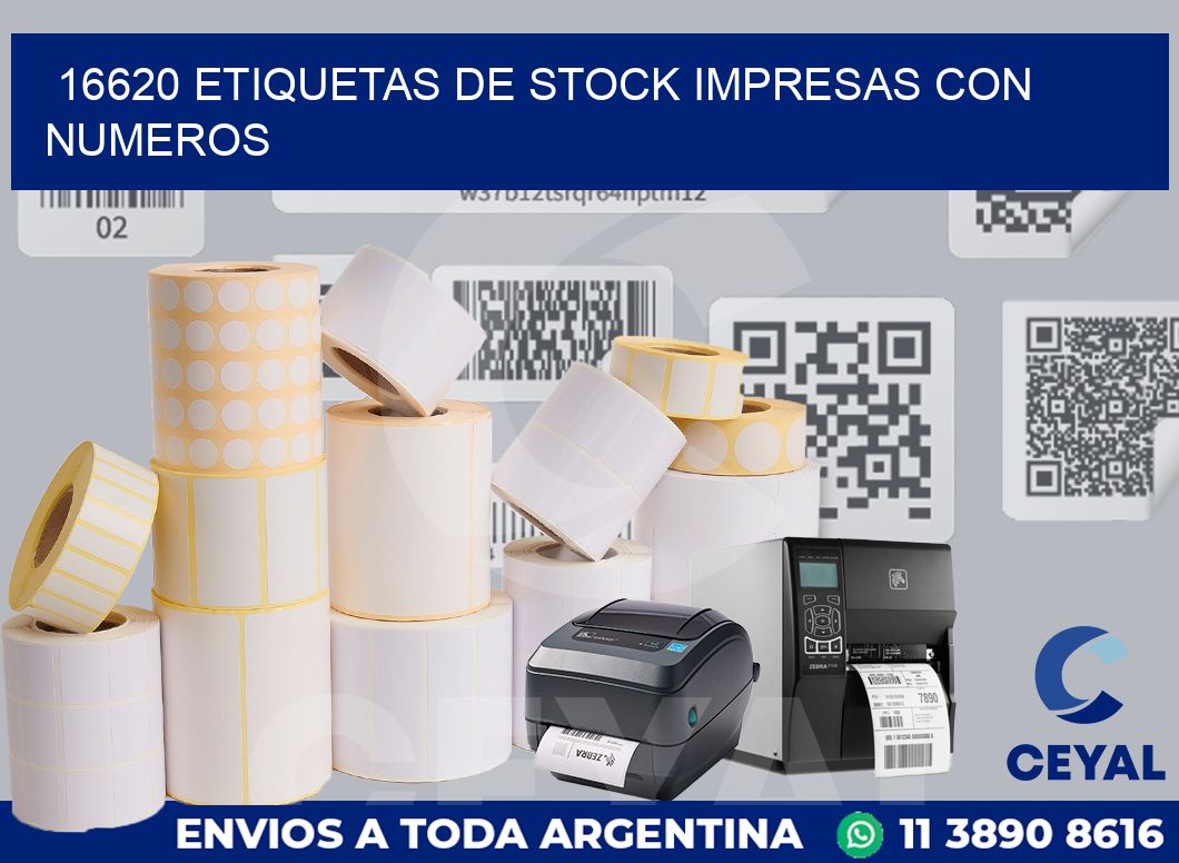 16620 ETIQUETAS DE STOCK IMPRESAS CON NUMEROS