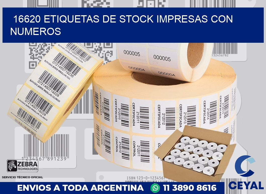 16620 ETIQUETAS DE STOCK IMPRESAS CON NUMEROS