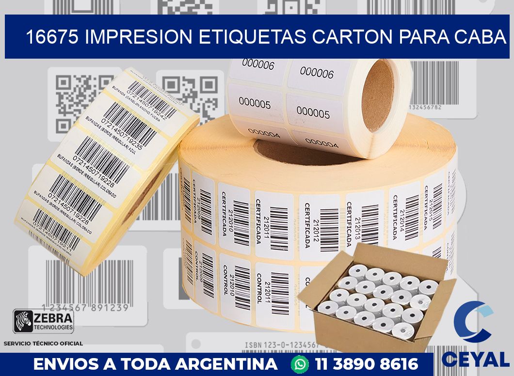 16675 IMPRESION ETIQUETAS CARTON PARA CABA