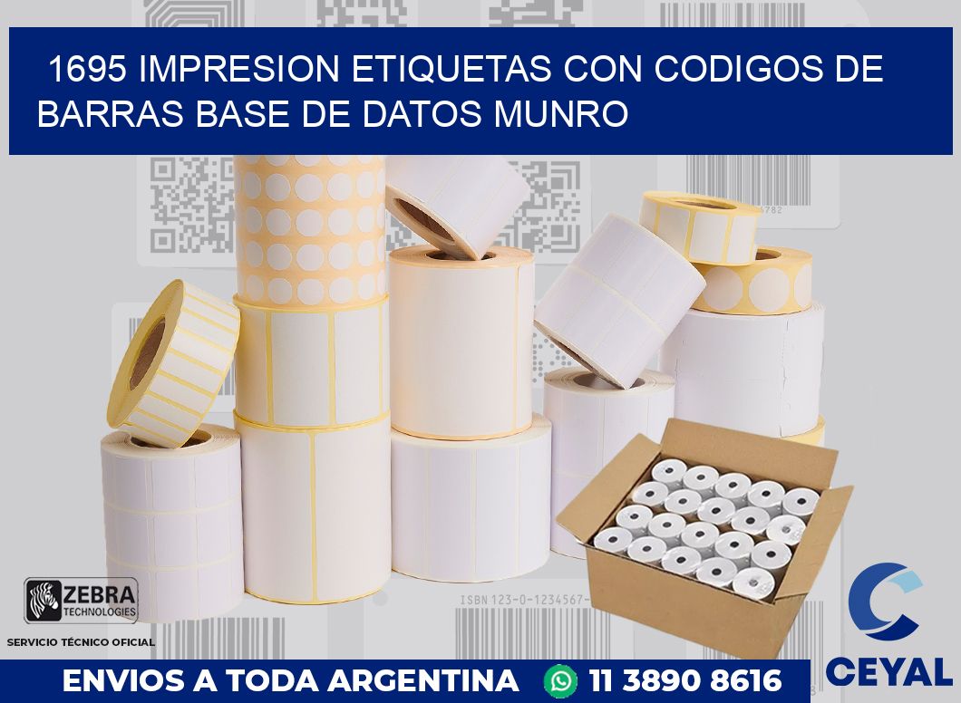 1695 IMPRESION ETIQUETAS CON CODIGOS DE BARRAS BASE DE DATOS MUNRO