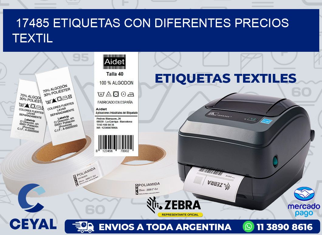 17485 ETIQUETAS CON DIFERENTES PRECIOS TEXTIL