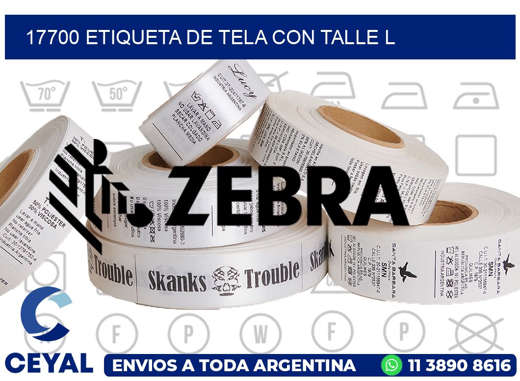 17700 ETIQUETA DE TELA CON TALLE L