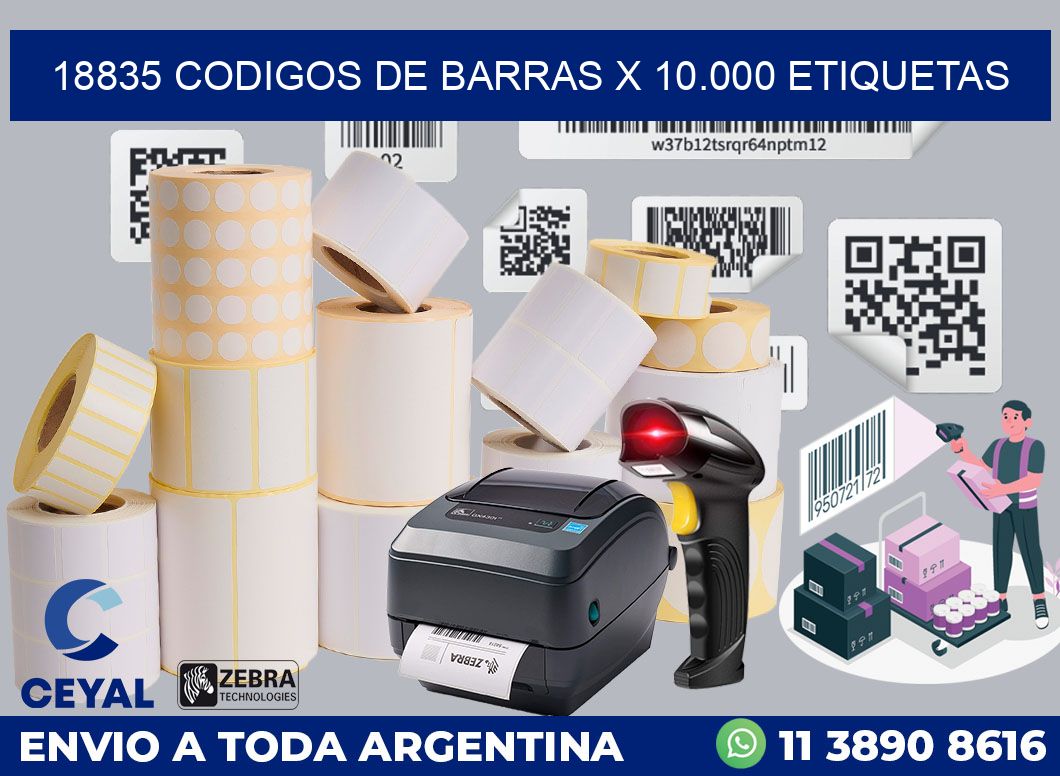 18835 codigos de barras x 10.000 etiquetas