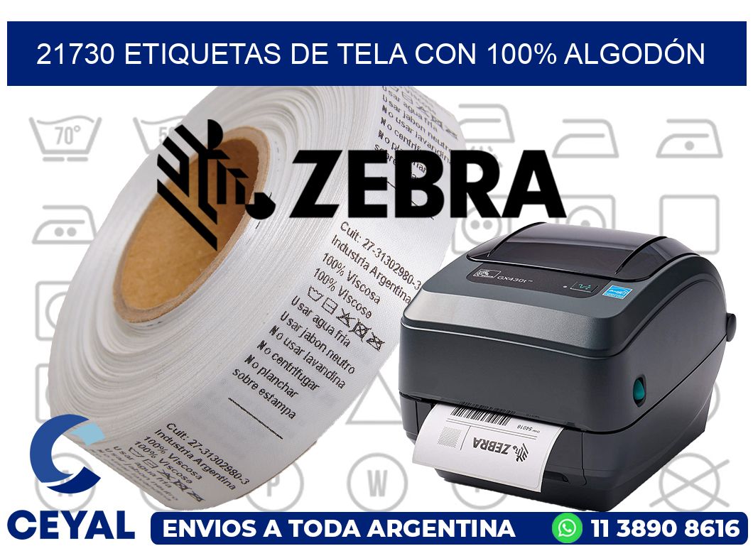 21730 ETIQUETAS DE TELA CON 100% ALGODÓN