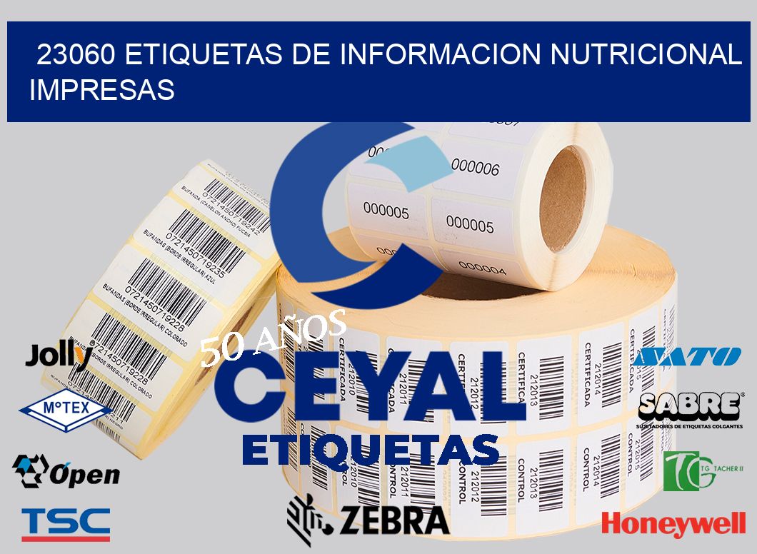 23060 ETIQUETAS DE INFORMACION NUTRICIONAL IMPRESAS