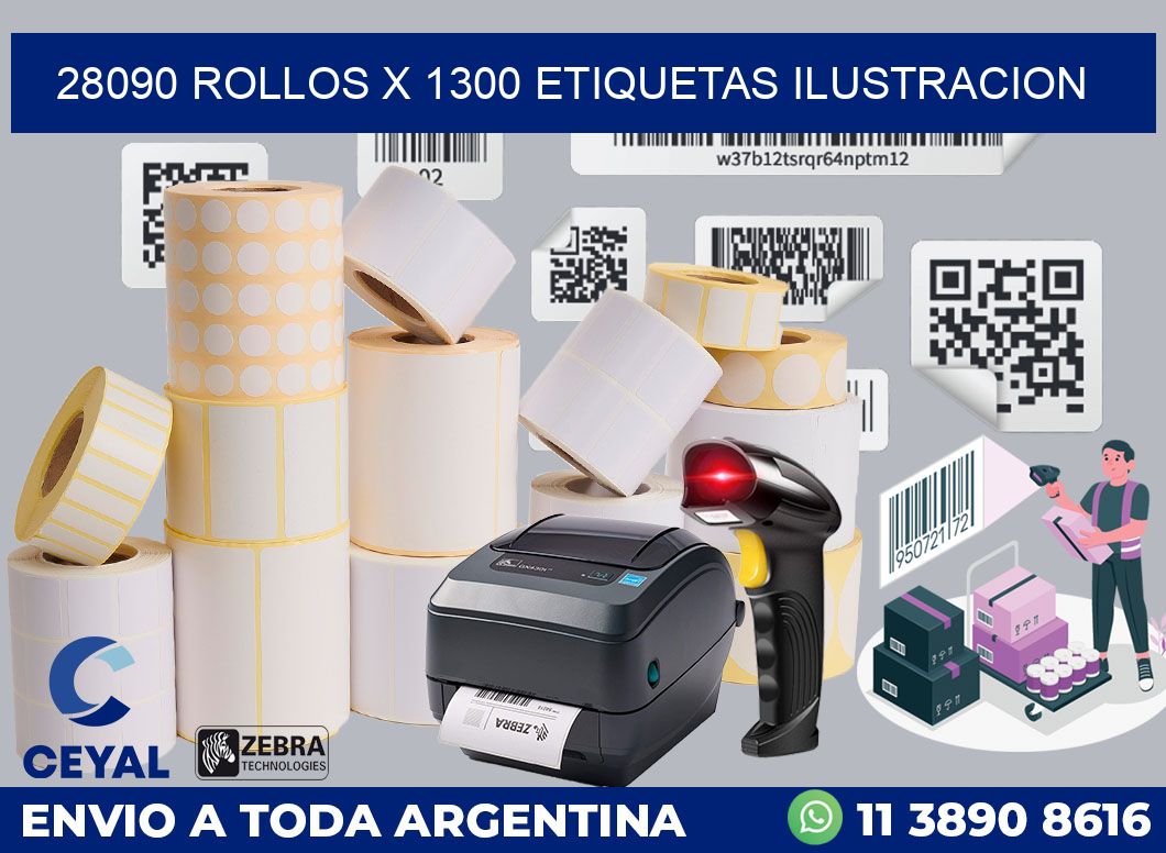 28090 Rollos x 1300 etiquetas ilustracion