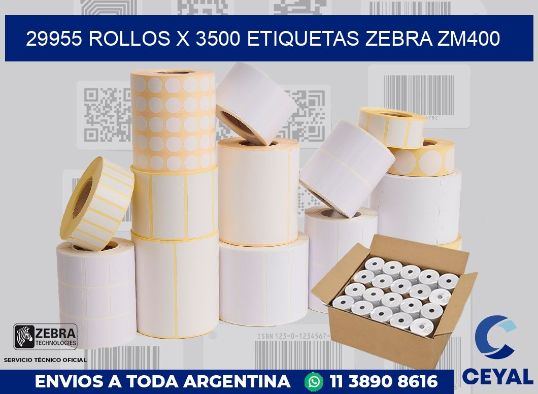 29955 Rollos x 3500 etiquetas zebra zm400