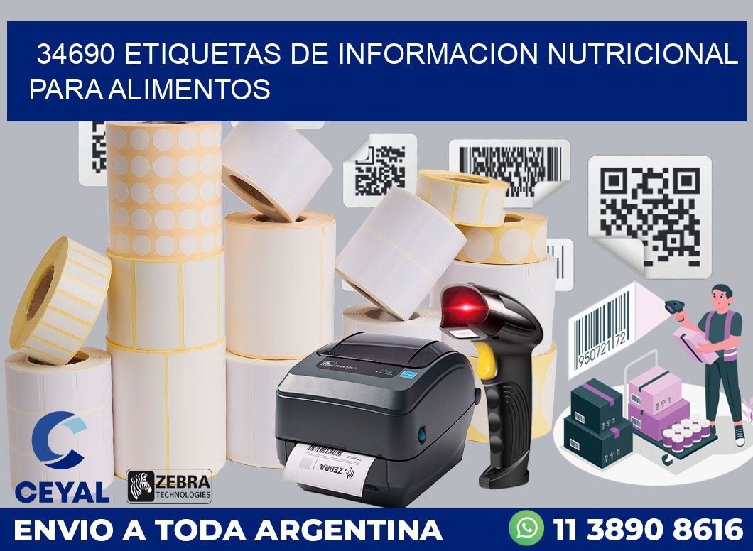 34690 ETIQUETAS DE INFORMACION NUTRICIONAL PARA ALIMENTOS