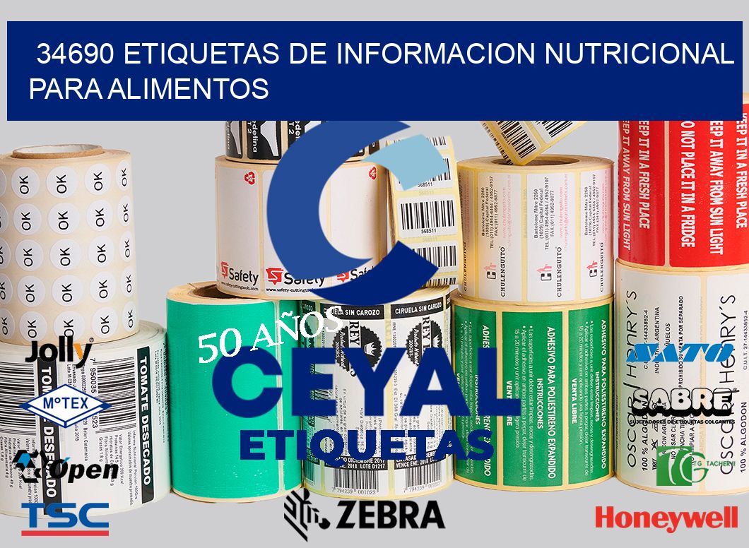 34690 ETIQUETAS DE INFORMACION NUTRICIONAL PARA ALIMENTOS