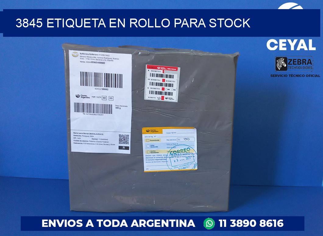 3845 ETIQUETA EN ROLLO PARA STOCK