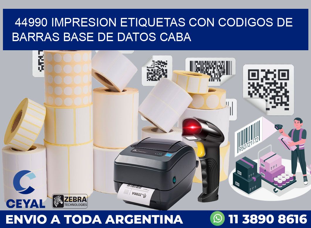 44990 IMPRESION ETIQUETAS CON CODIGOS DE BARRAS BASE DE DATOS CABA