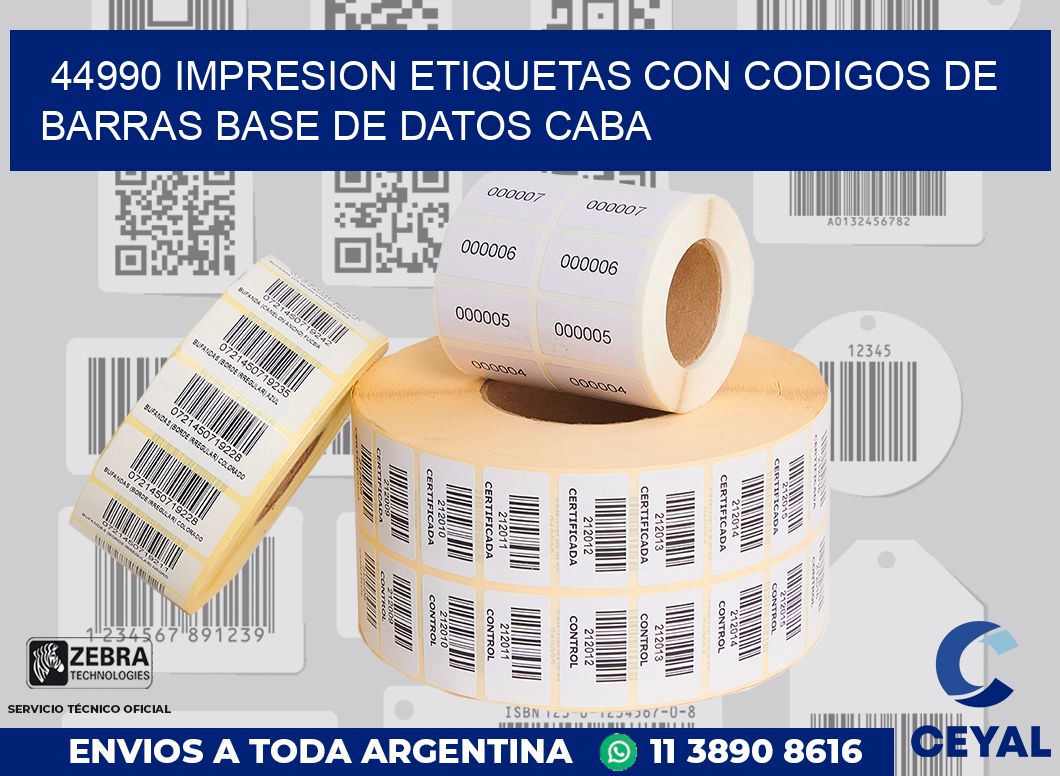 44990 IMPRESION ETIQUETAS CON CODIGOS DE BARRAS BASE DE DATOS CABA