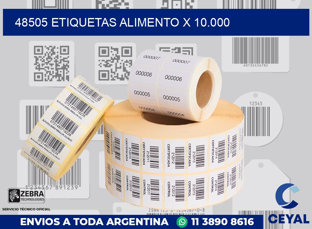 48505 etiquetas alimento x 10.000