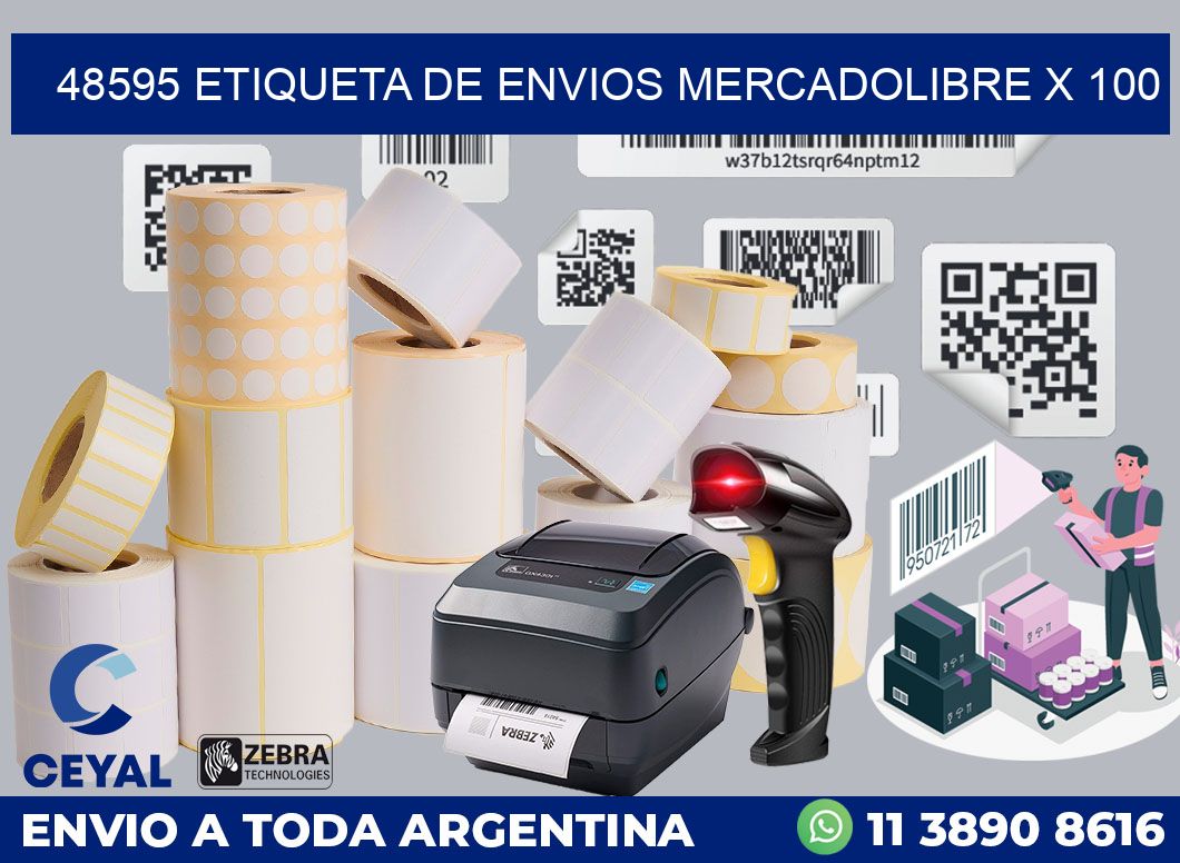48595 etiqueta de envios mercadolibre x 100