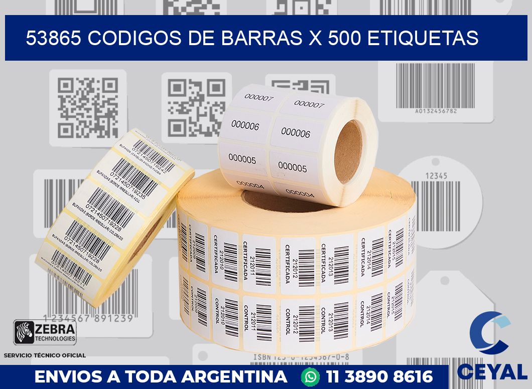 53865 codigos de barras x 500 etiquetas
