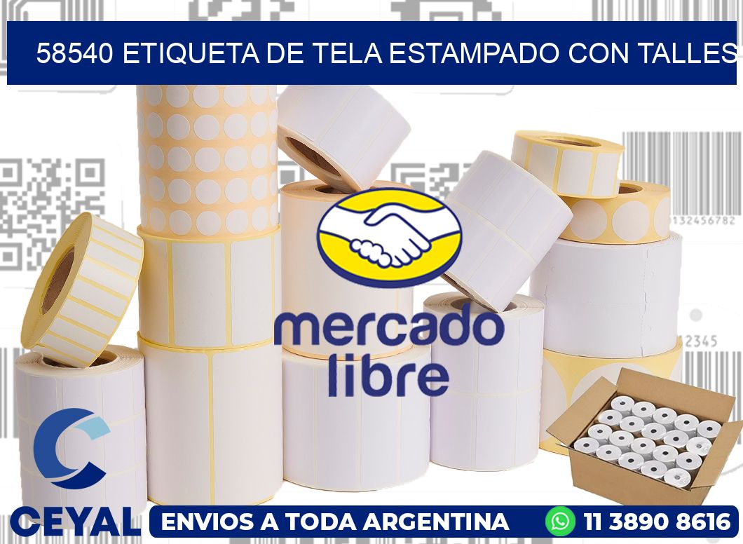 58540 ETIQUETA DE TELA ESTAMPADO CON TALLES