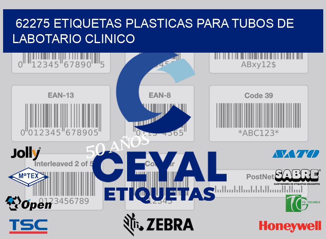 62275 ETIQUETAS PLASTICAS PARA TUBOS DE LABOTARIO CLINICO