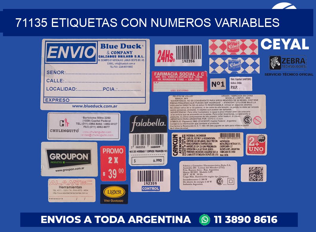 71135 ETIQUETAS CON NUMEROS VARIABLES