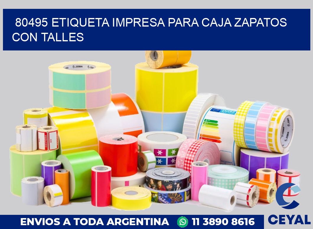 80495 ETIQUETA IMPRESA PARA CAJA ZAPATOS CON TALLES