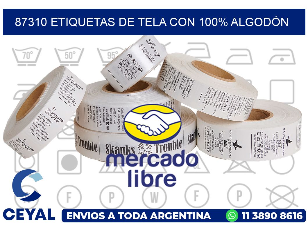 87310 ETIQUETAS DE TELA CON 100% ALGODÓN