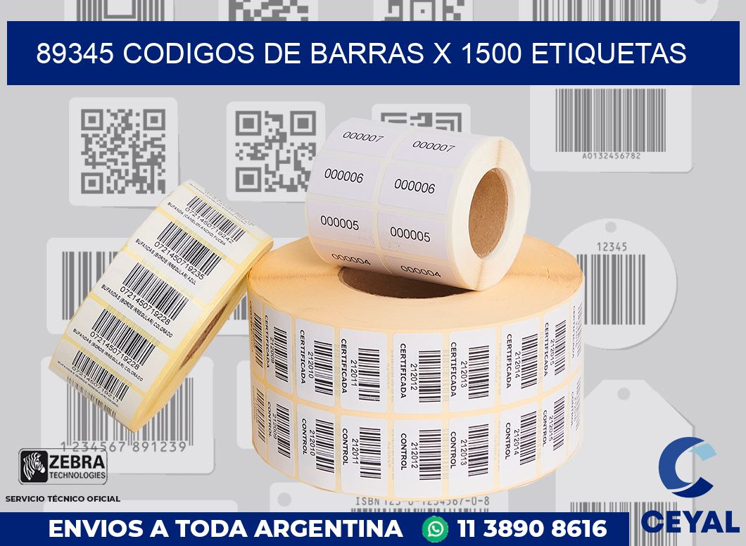 89345 codigos de barras x 1500 etiquetas