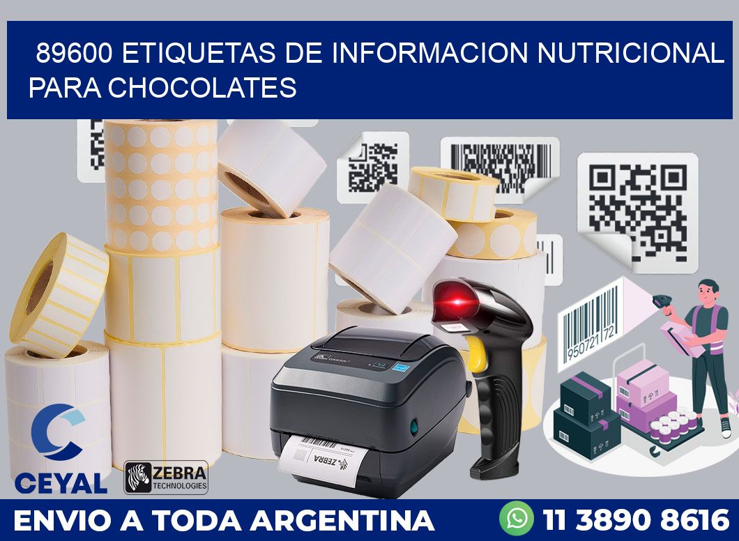 89600 ETIQUETAS DE INFORMACION NUTRICIONAL PARA CHOCOLATES