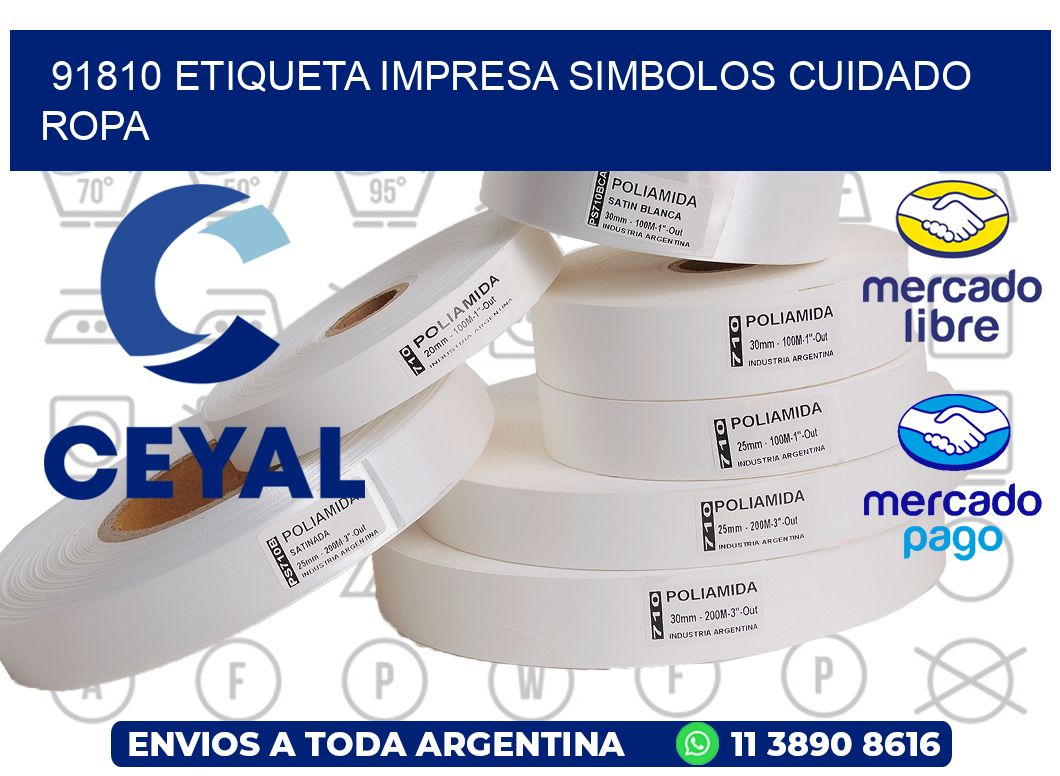 91810 ETIQUETA IMPRESA SIMBOLOS CUIDADO ROPA