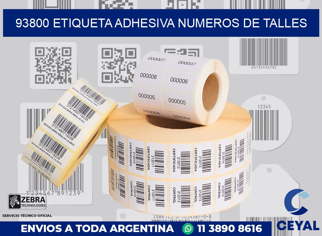 93800 ETIQUETA ADHESIVA NUMEROS DE TALLES