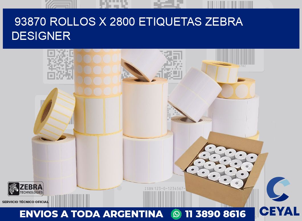 93870 Rollos x 2800 etiquetas zebra designer