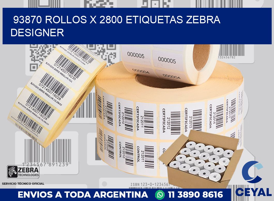 93870 Rollos x 2800 etiquetas zebra designer