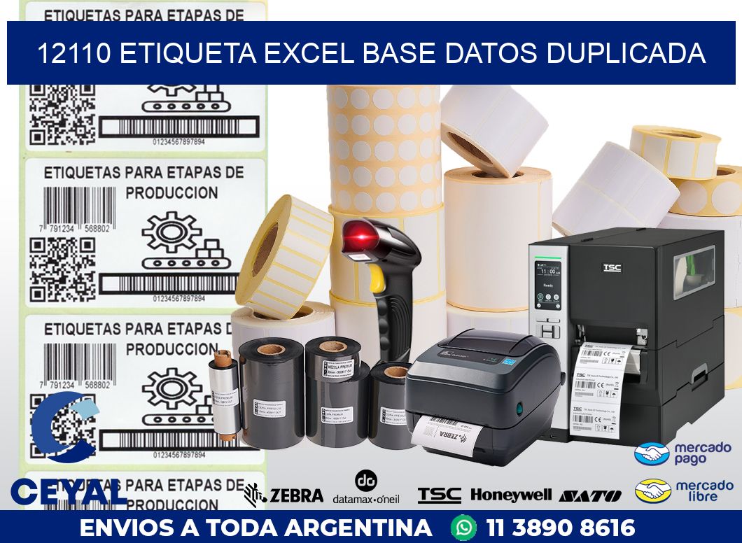 12110 etiqueta excel base datos duplicada