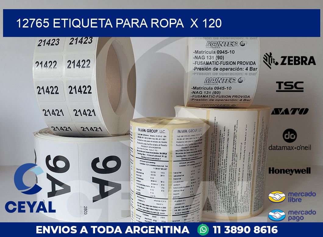 12765 ETIQUETA PARA ROPA  X 120
