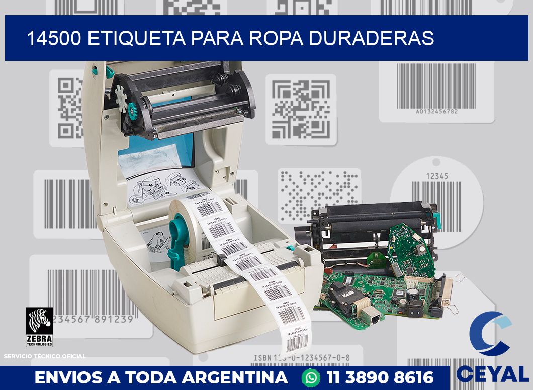 14500 ETIQUETA PARA ROPA DURADERAS