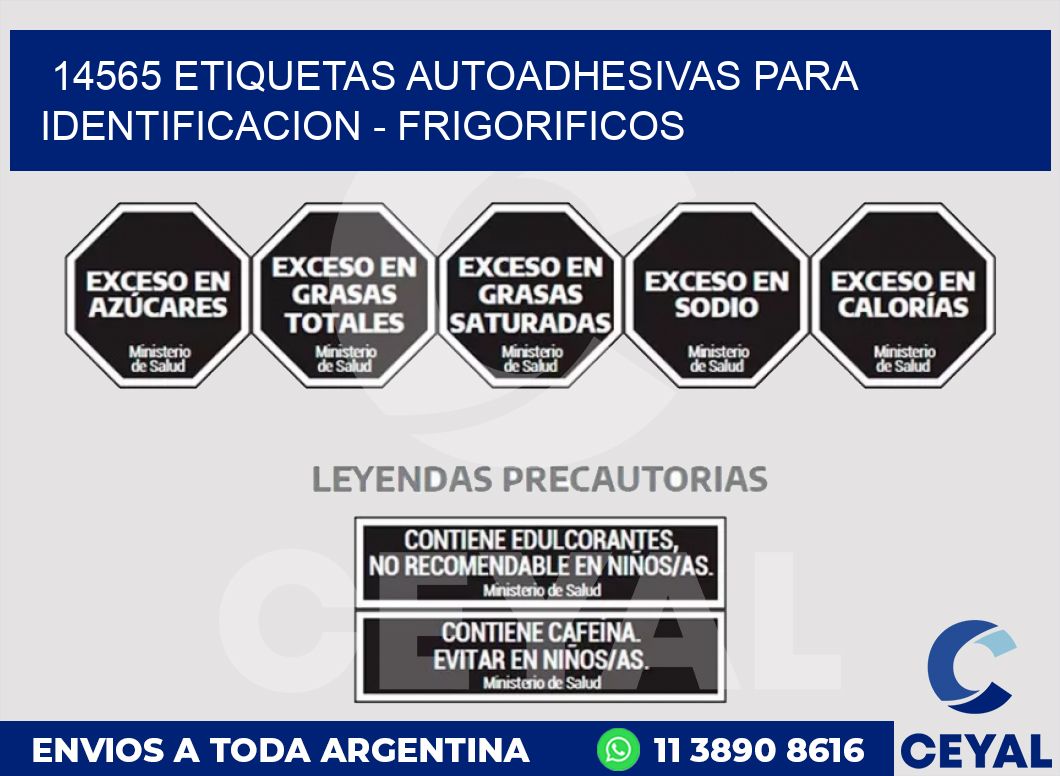 14565 ETIQUETAS AUTOADHESIVAS PARA IDENTIFICACION - FRIGORIFICOS