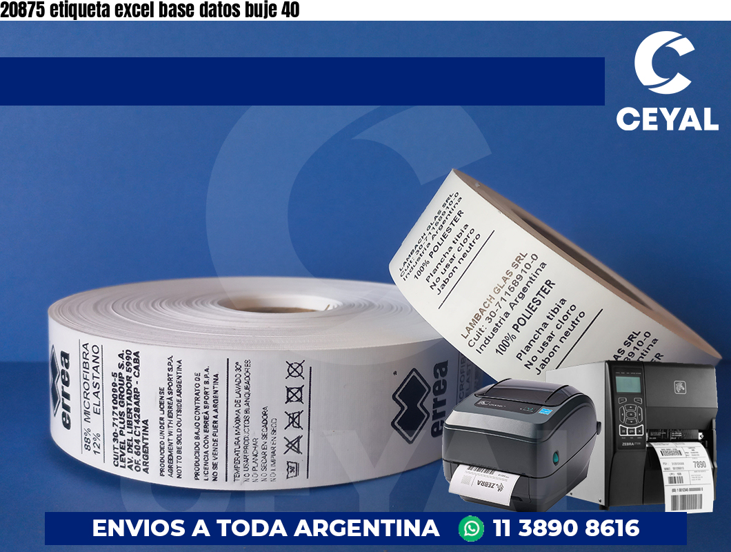 20875 etiqueta excel base datos buje 40