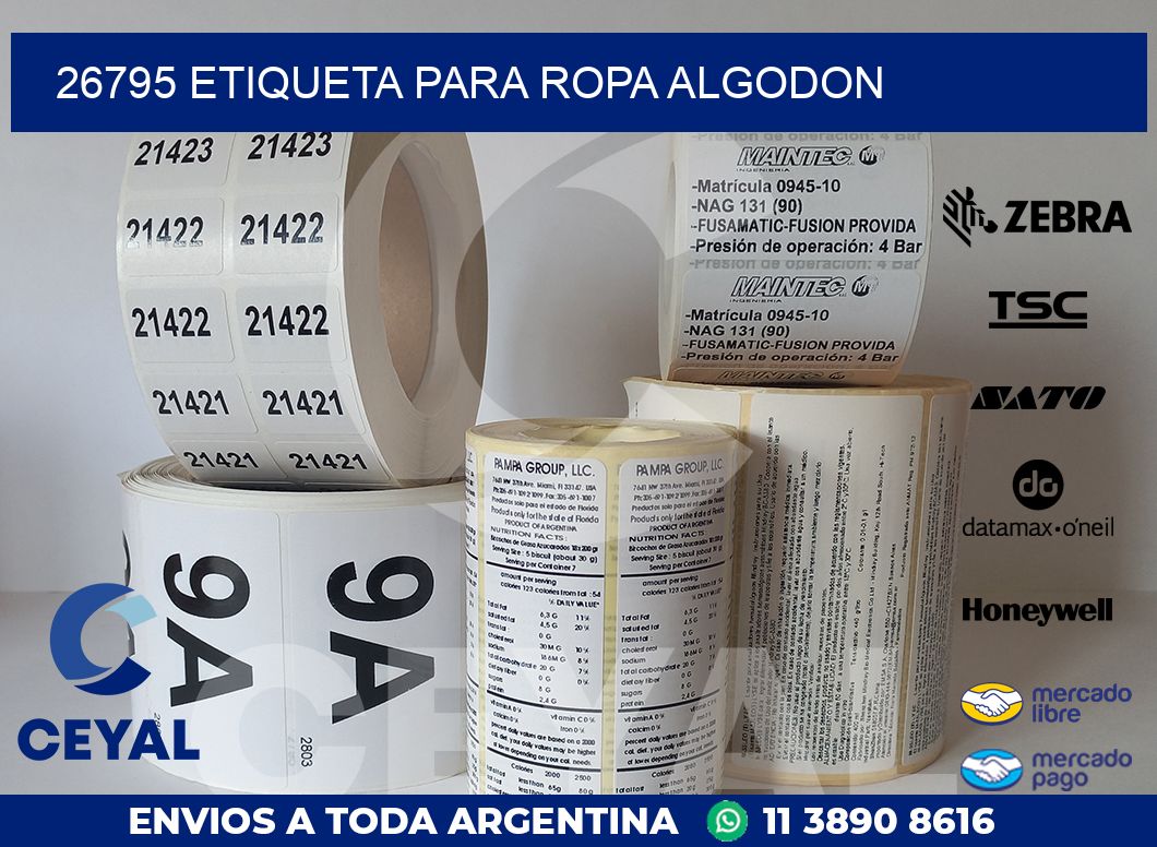 26795 ETIQUETA PARA ROPA ALGODON