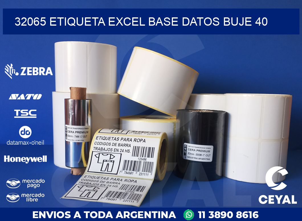 32065 etiqueta excel base datos buje 40