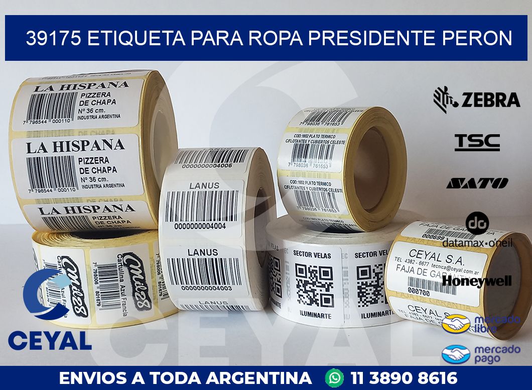 39175 ETIQUETA PARA ROPA PRESIDENTE PERON