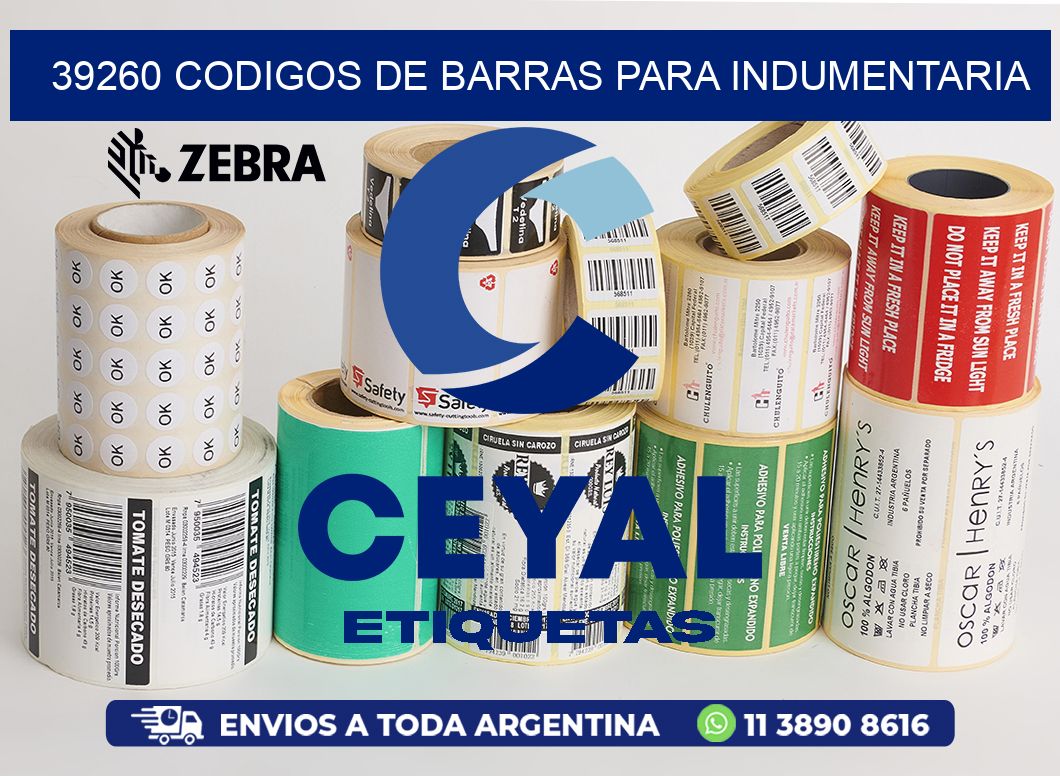 39260 CODIGOS DE BARRAS PARA INDUMENTARIA