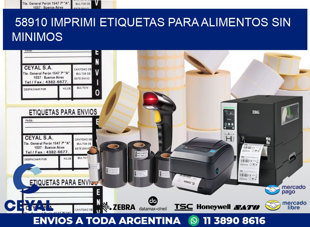 58910 IMPRIMI ETIQUETAS PARA ALIMENTOS SIN MINIMOS