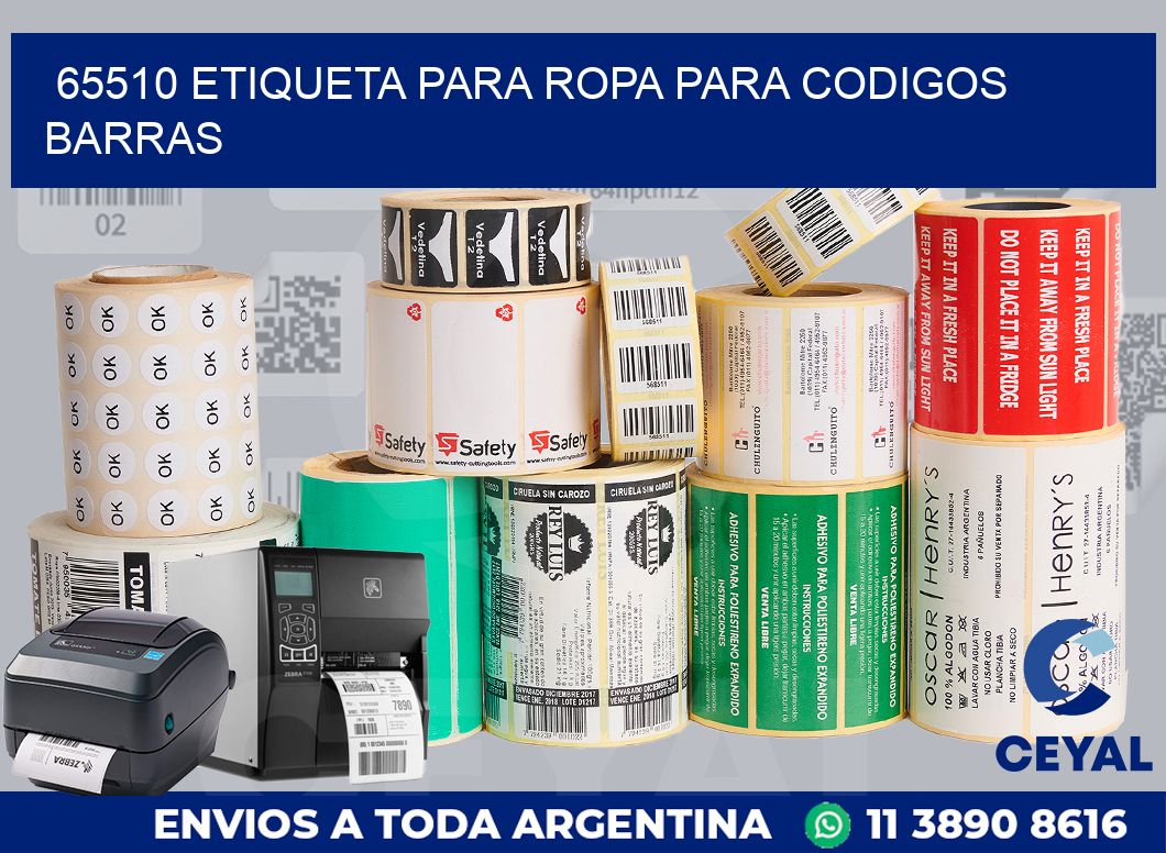 65510 ETIQUETA PARA ROPA PARA CODIGOS BARRAS