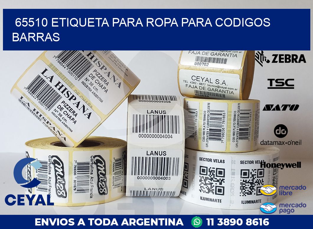 65510 ETIQUETA PARA ROPA PARA CODIGOS BARRAS
