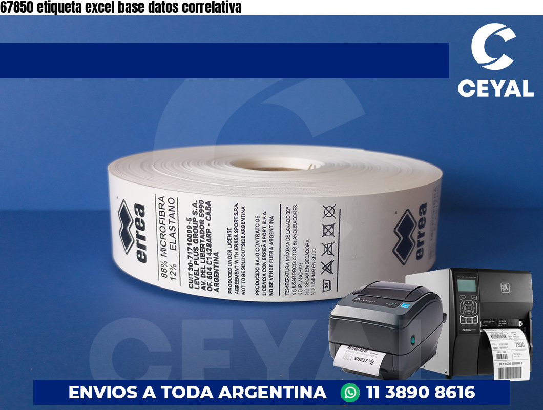 67850 etiqueta excel base datos correlativa