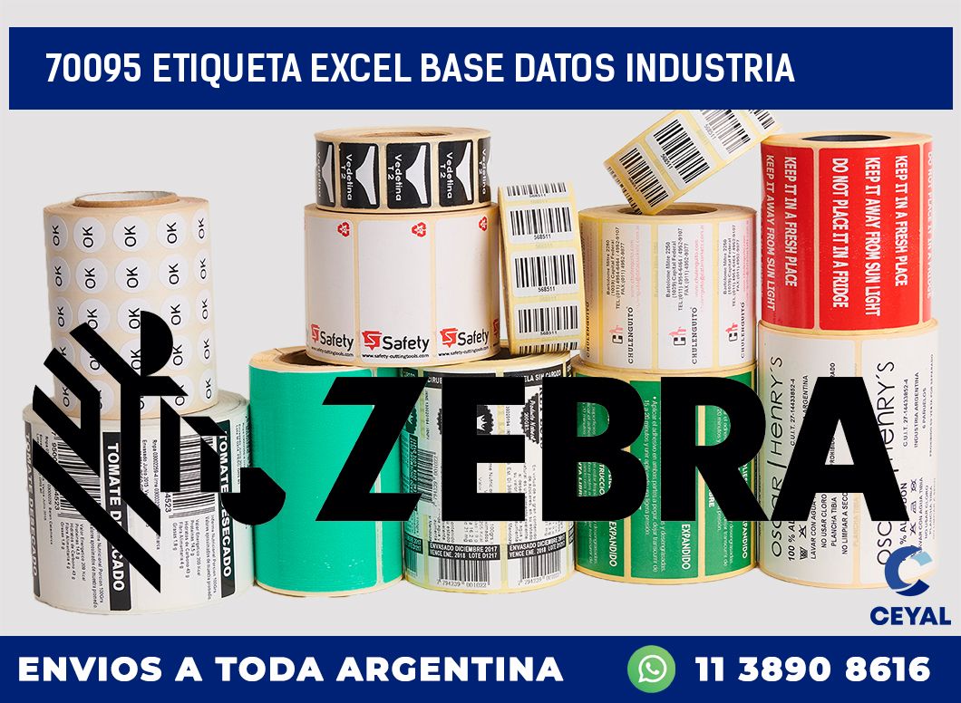 70095 etiqueta excel base datos industria