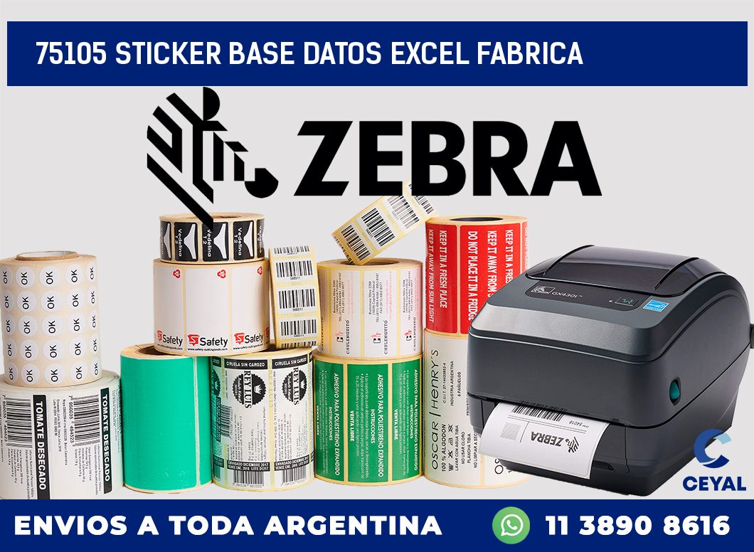 75105 sticker base datos excel fabrica