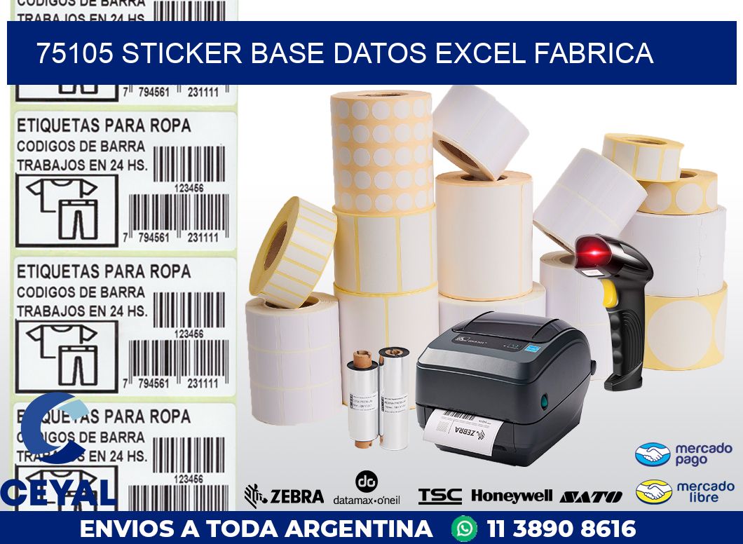 75105 sticker base datos excel fabrica