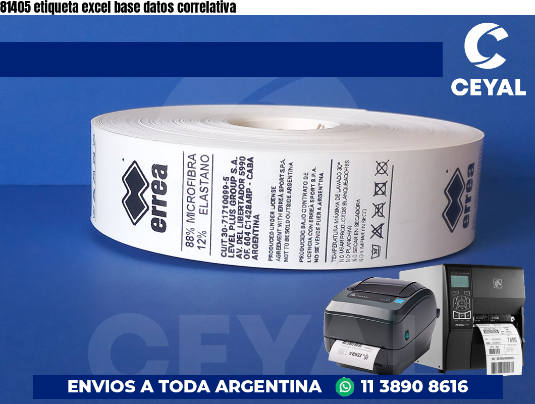 81405 etiqueta excel base datos correlativa