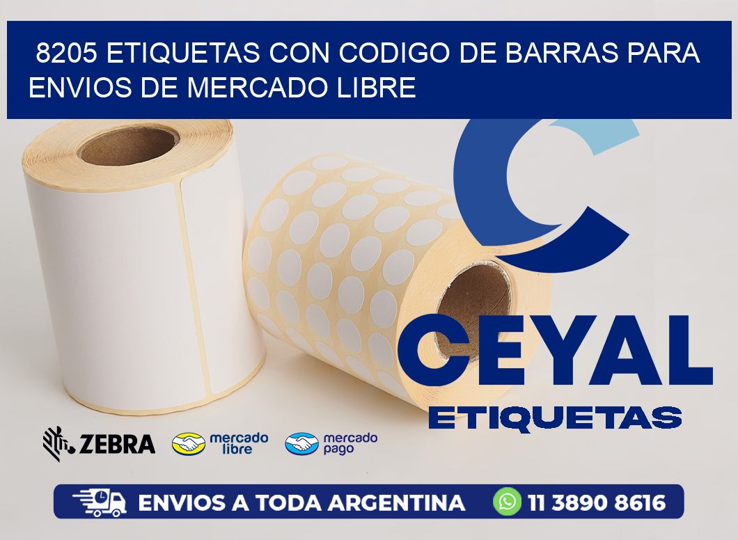 8205 ETIQUETAS CON CODIGO DE BARRAS PARA ENVIOS DE MERCADO LIBRE
